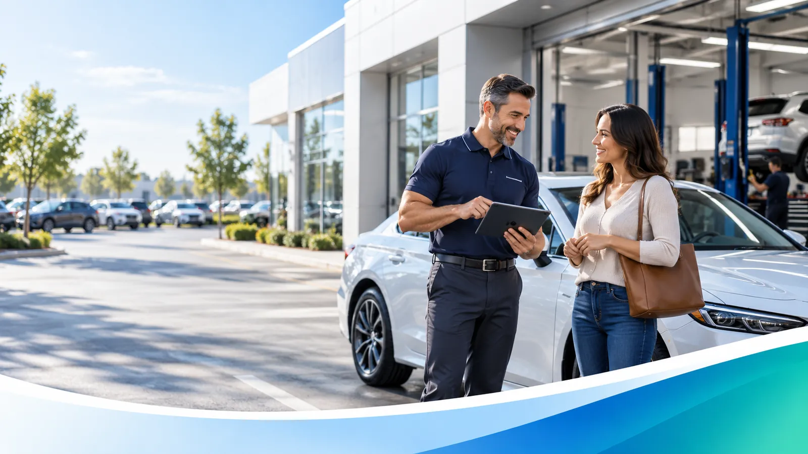 Dealership team member preparing a replacement car